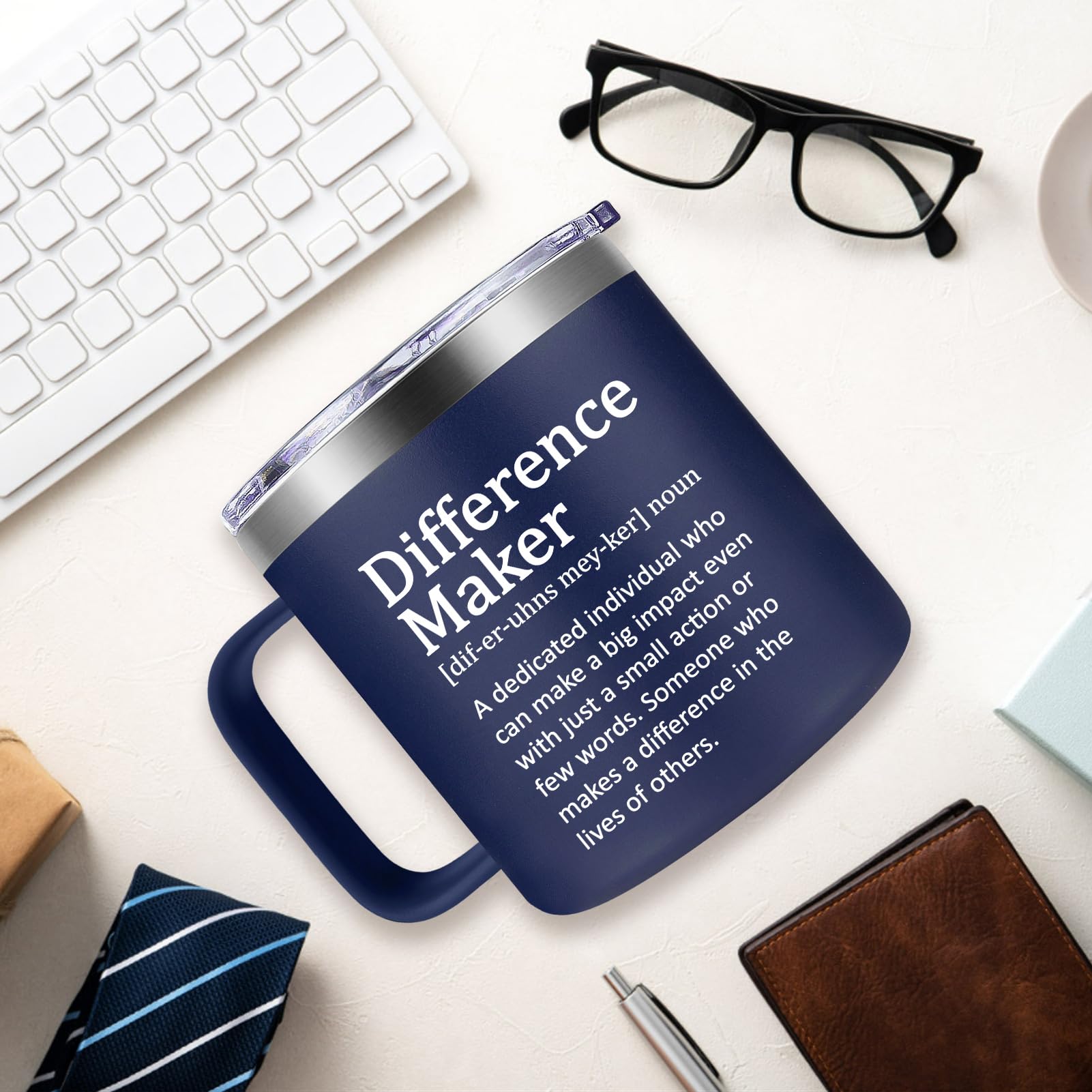 Fufendio Difference Maker Taza, aislante de doble pared mantiene bebida caliente.