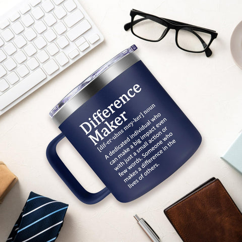 Fufendio Difference Maker Taza, aislante de doble pared mantiene bebida caliente.
