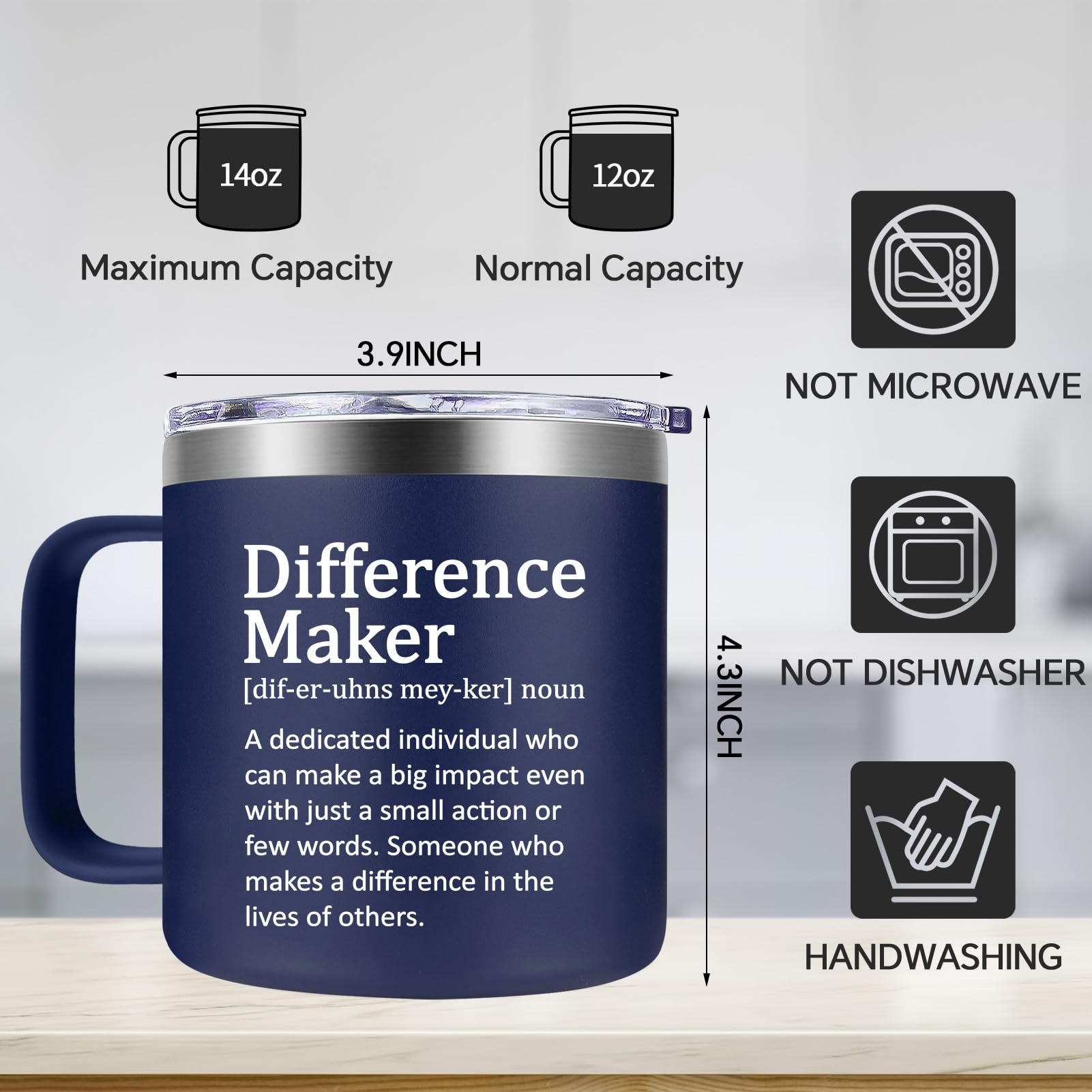 Fufendio Difference Maker Taza, 14 onzas de capacidad para una pausa reconfortante.