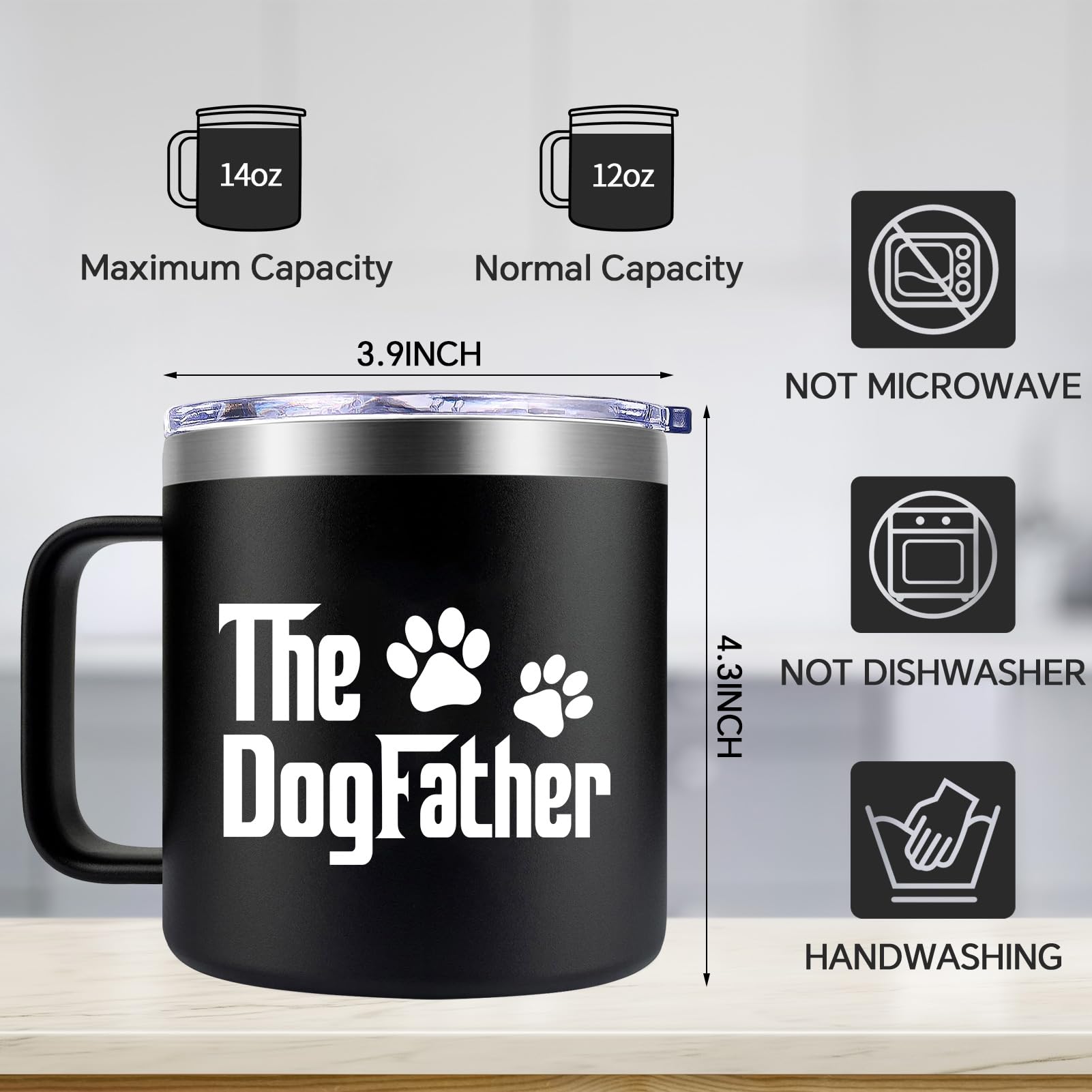 Taza Fufendio papá-perro, mantiene calor por horas