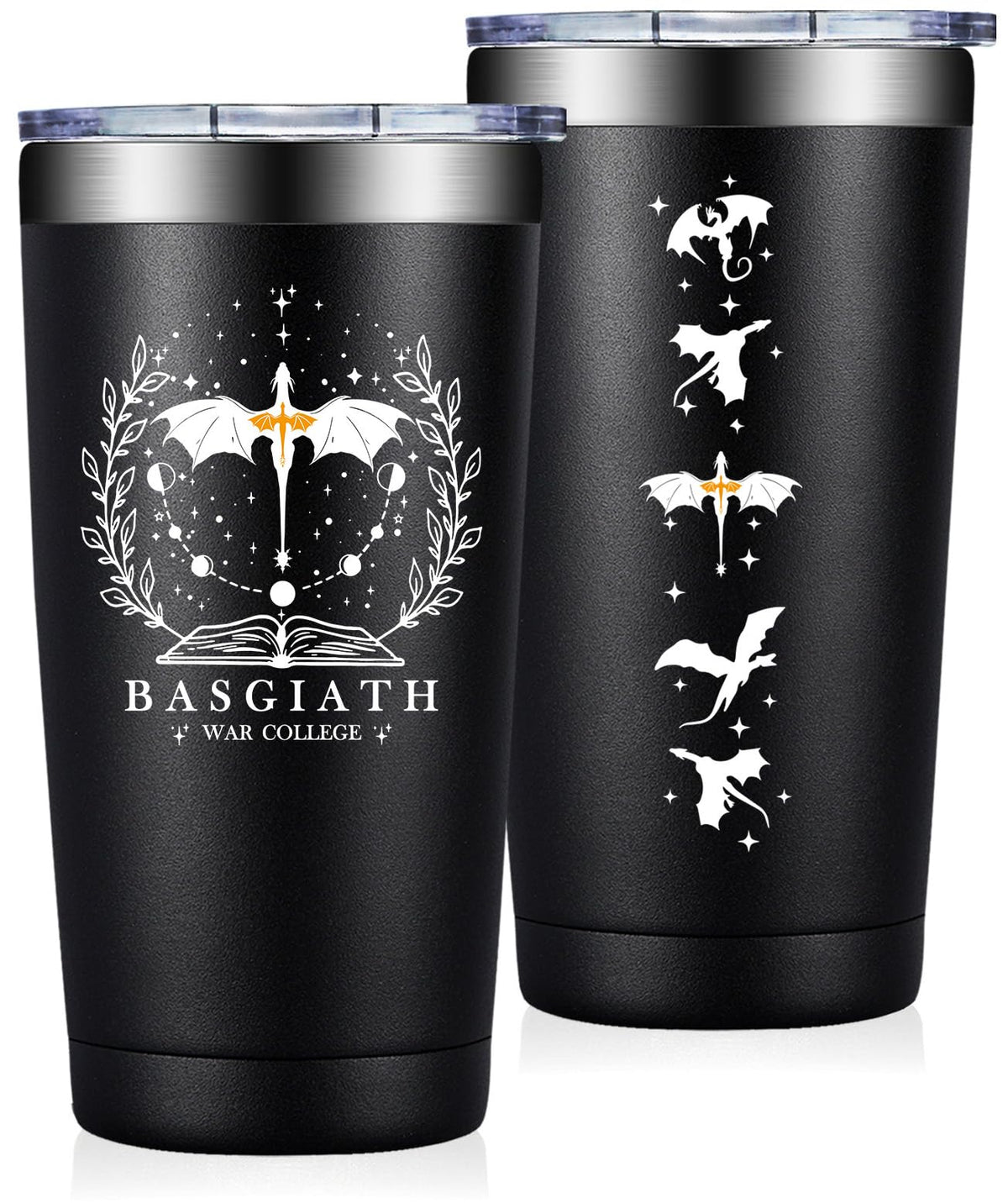 Fufendio Fourth Wing Tumbler, dragón en vuelo, ideal para comenzar la mañana.