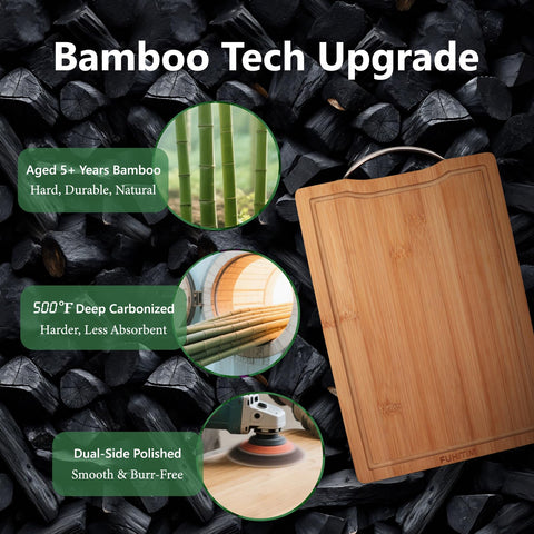 FUHITIM tabla-corte-bambu-doble-uso con surcos para jugos