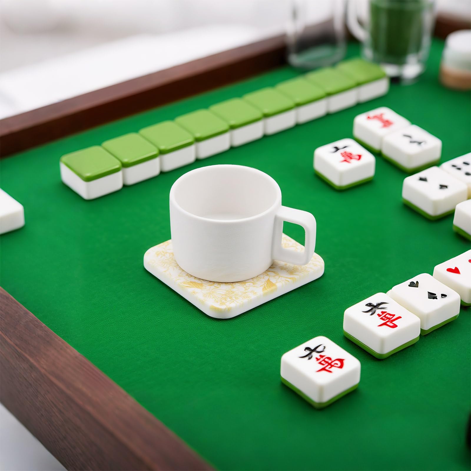 Fukaisu posavasos mahjong azul; estilo vintage para cualquier mesa.