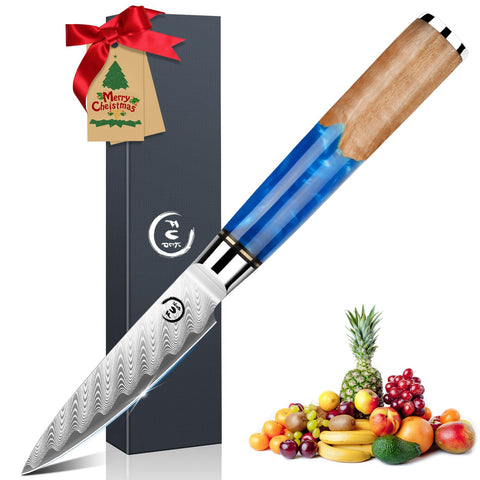 Cuchillo Fukep pelar 3,5 pulgadas con hoja damascus para precisión en frutas