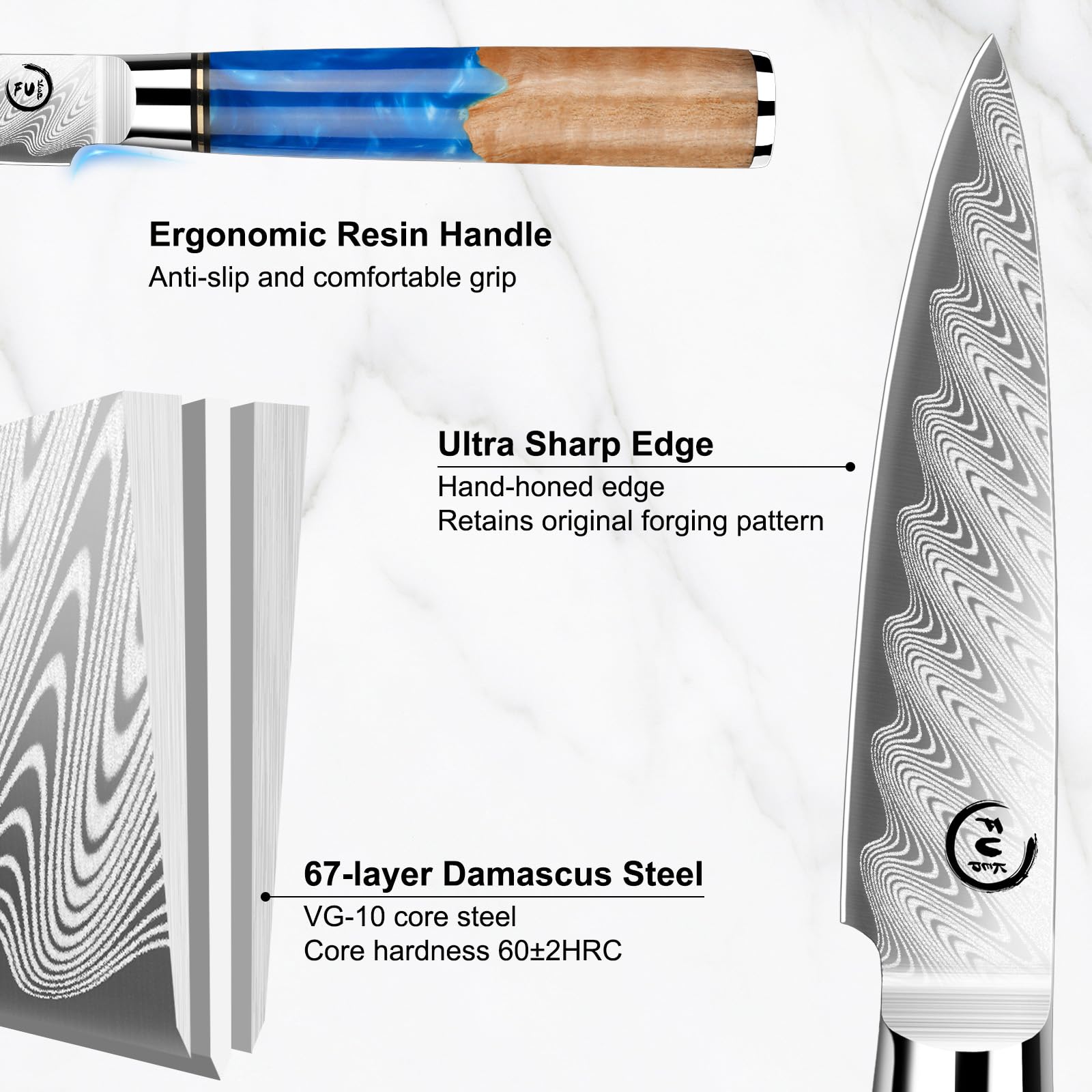 Mango azul de Fukep, diseño ergonómico para manejo cómodo