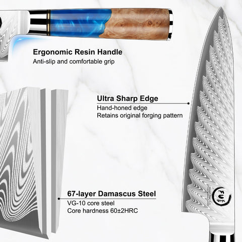 Hoja damascus 66 capas con brillo azul para durabilidad y elegancia