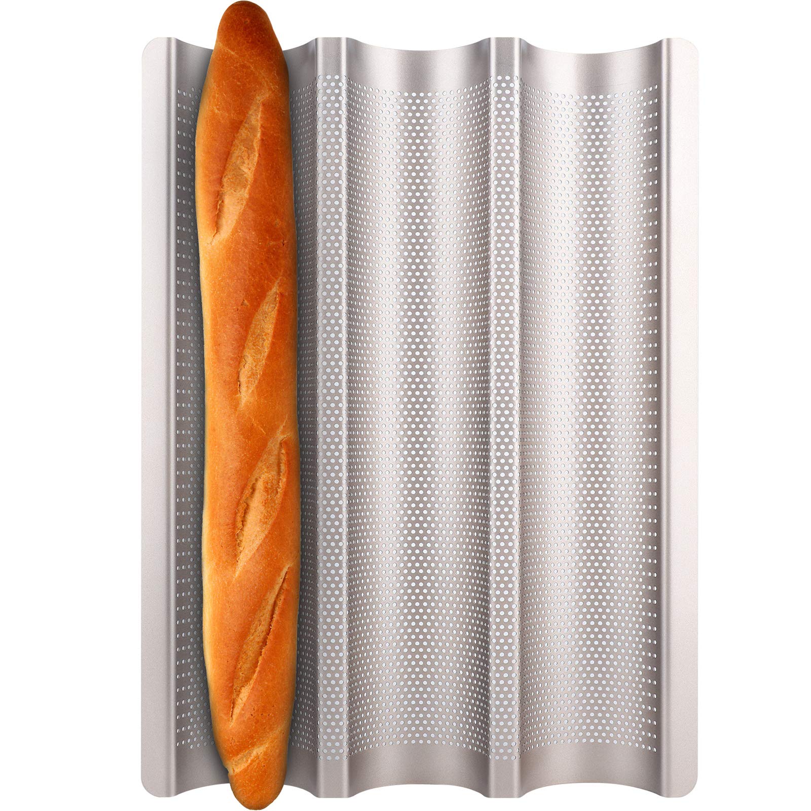 Fulimax baguette pan perforado italiano con tres cavidades para tres panes crujientes