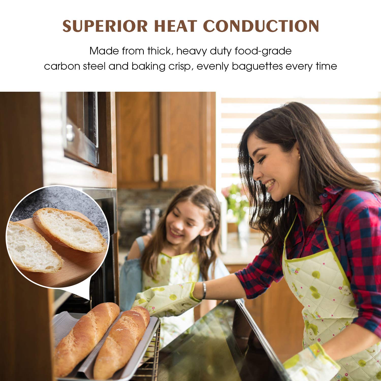 Fulimax pan baguette para tres baguettes, útil para horneado en casa