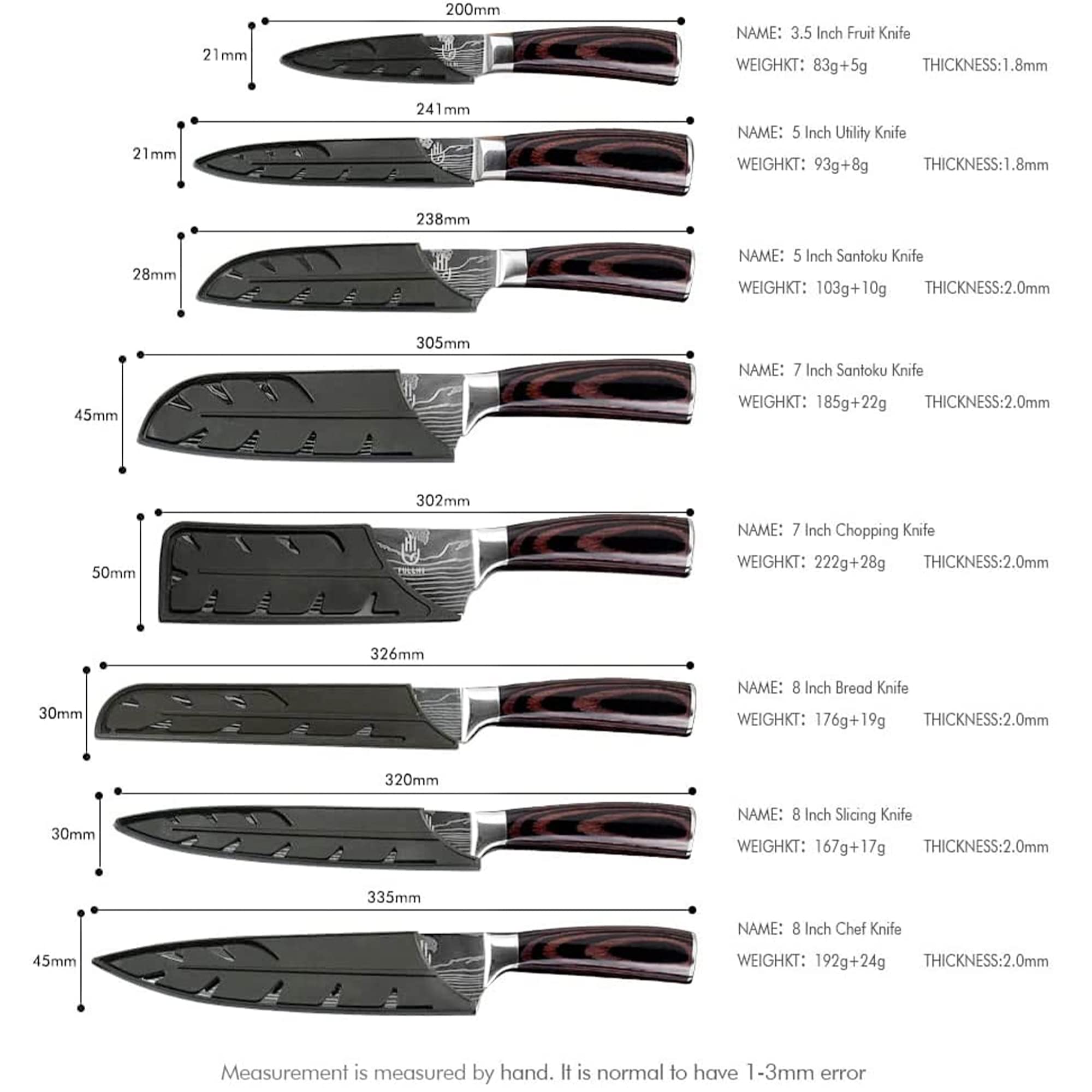 Cuchillo FULLHI pan de 8 pulgadas para cortar pan crujiente.