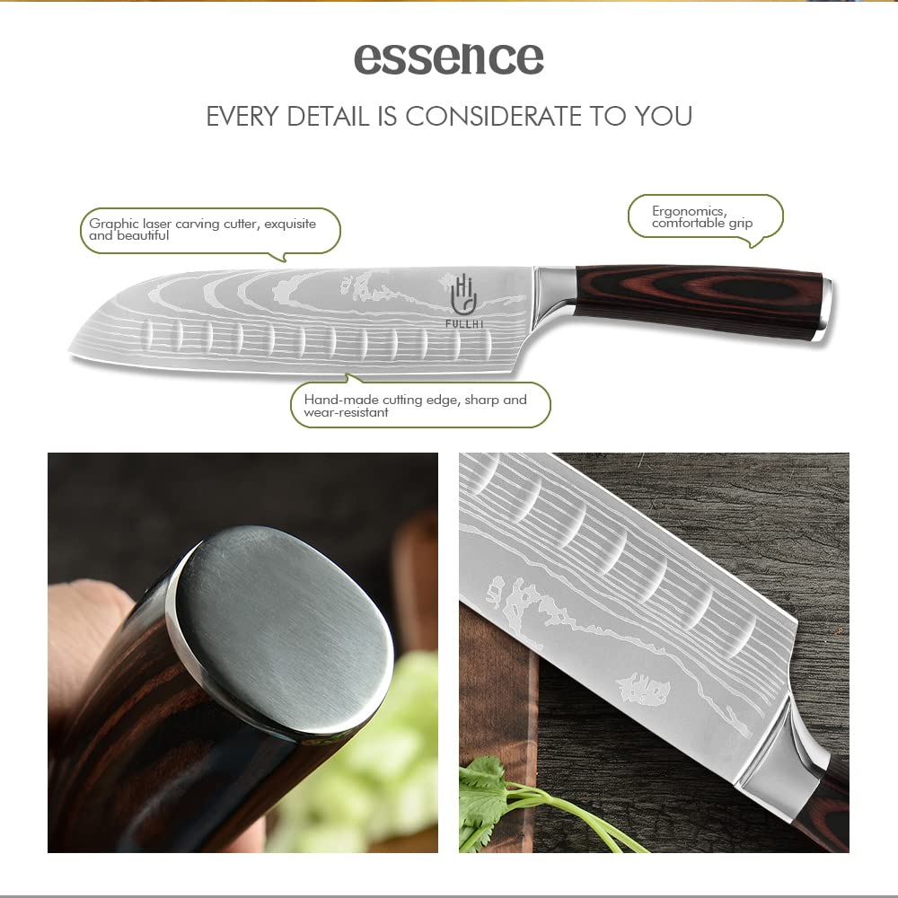 Cuchillo FULLHI santoku de 5 pulgadas para tareas detalladas.