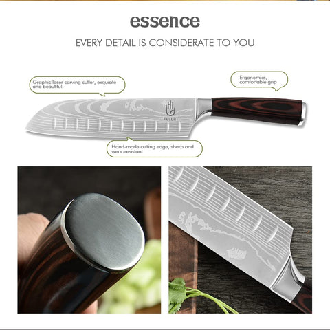 Cuchillo FULLHI santoku de 5 pulgadas para tareas detalladas.
