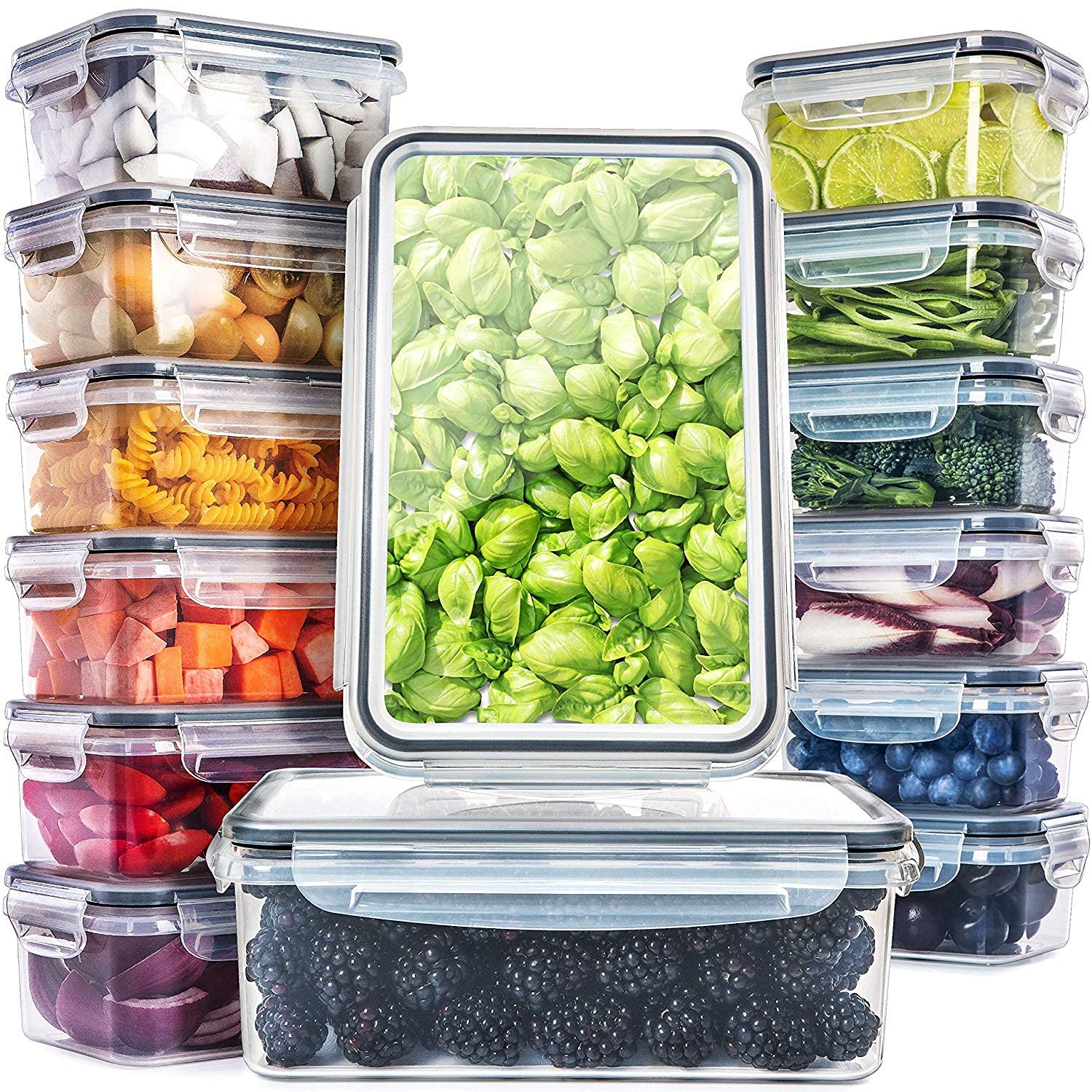 Conjunto Fullstar de contenedores rectangulares con tapas, ideal para organizar comida