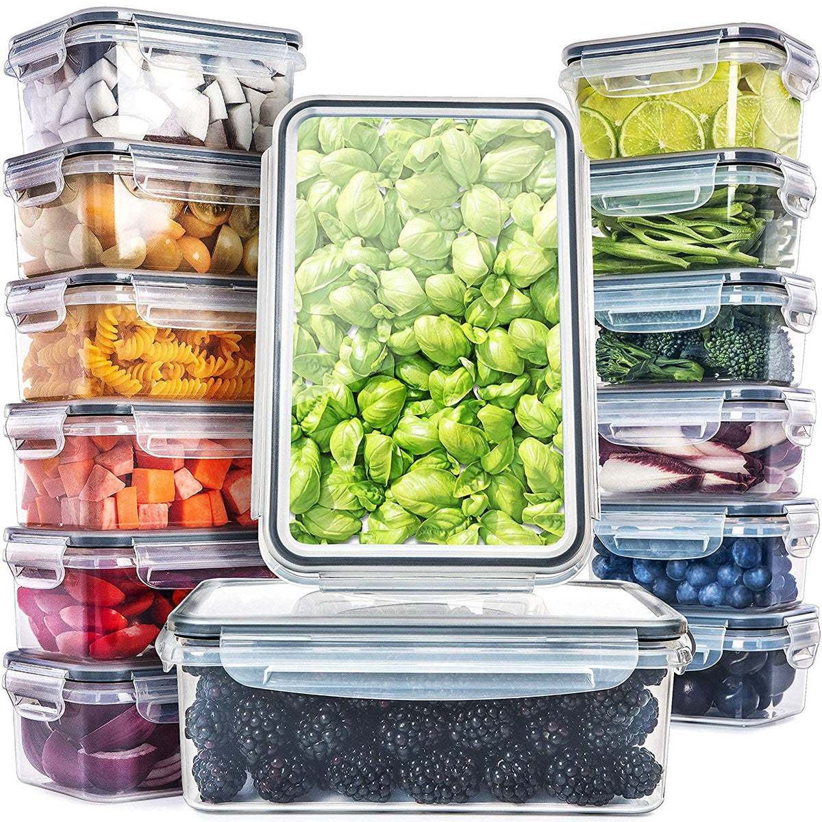 Conjunto Fullstar de contenedores rectangulares con tapas, ideal para organizar comida