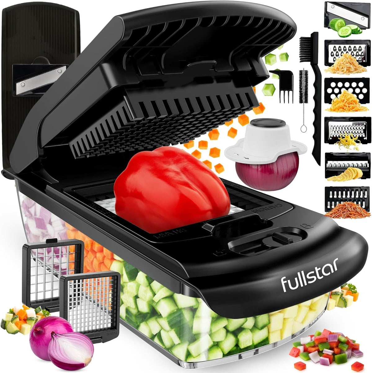 Fullstar Cortador Pro Original para verduras con cuchillas afiladas para picar rápido