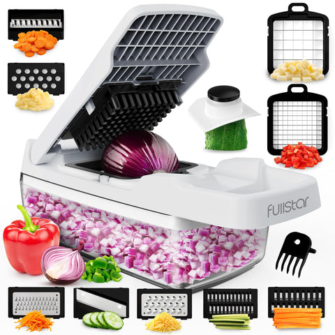 Fullstar cortador 9 en 1, corte fino para ensaladas rápidas.