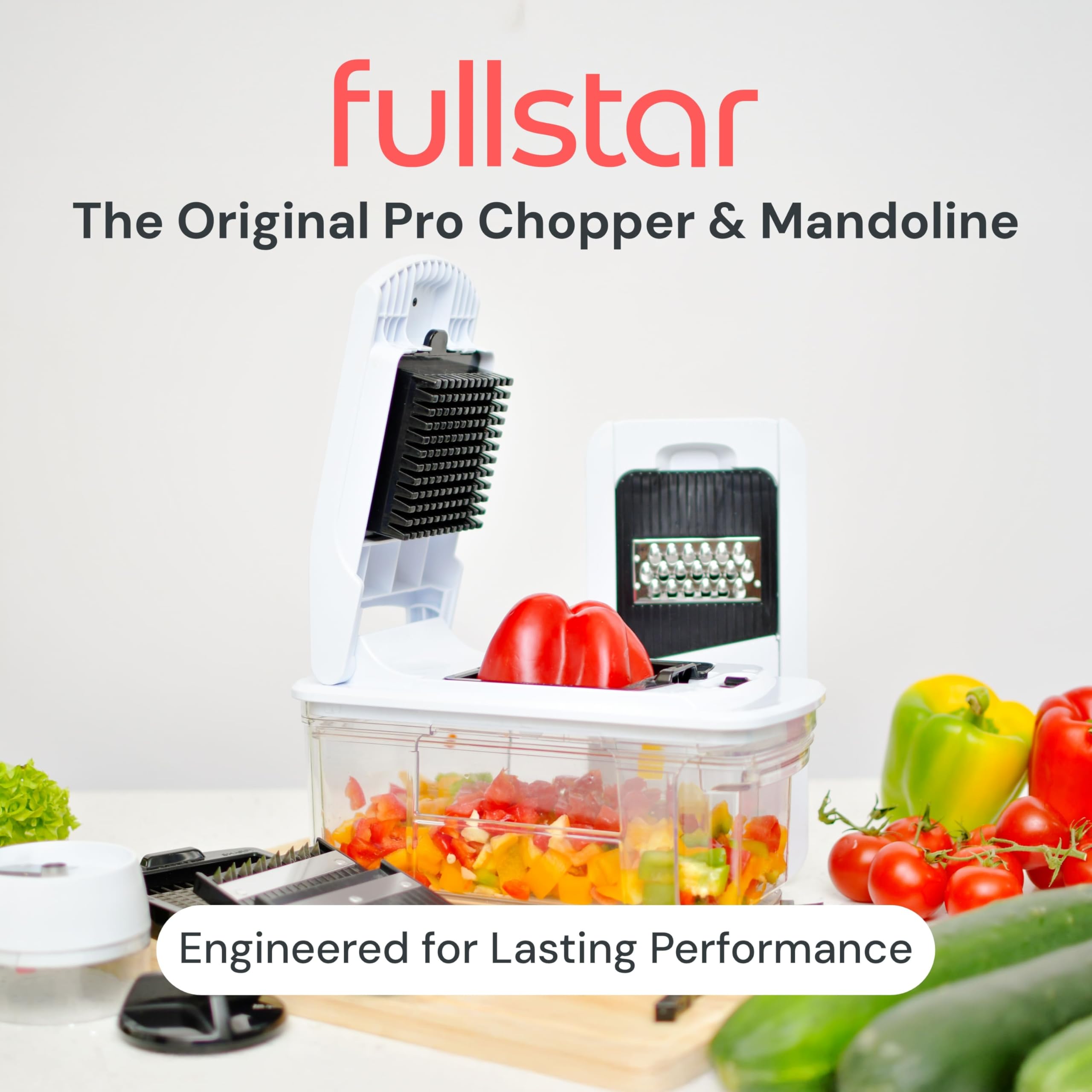 Fullstar cuchillas 420J ofrecen cortes finos y consistentes para ensaladas.