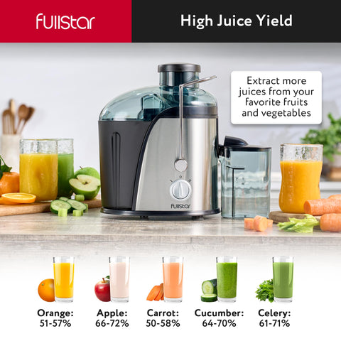 Fullstar alto rendimiento de jugo para naranjas, manzanas y zanahorias.