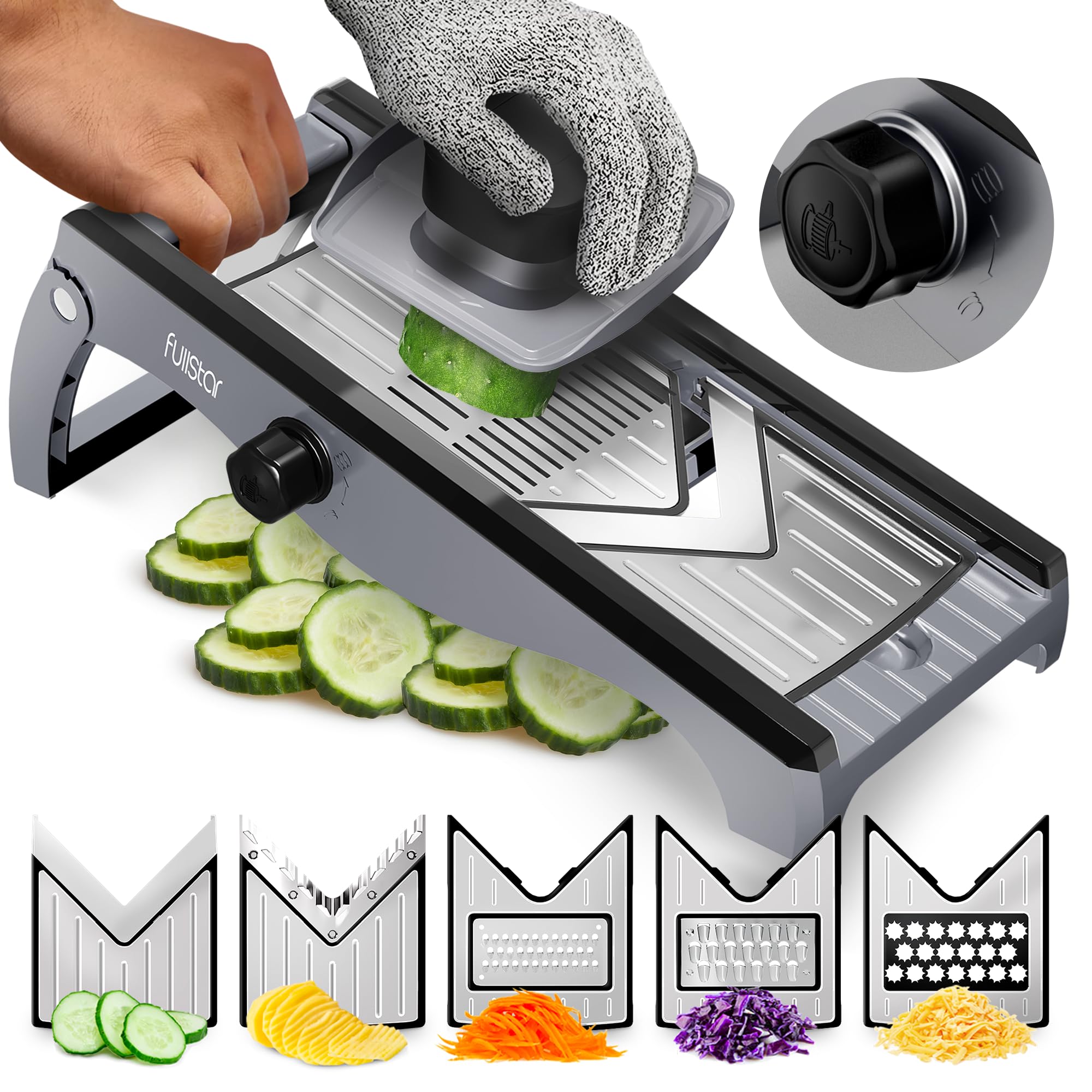Fullstar Mandolina: cortando verduras de forma uniforme para preparaciones rápidas.