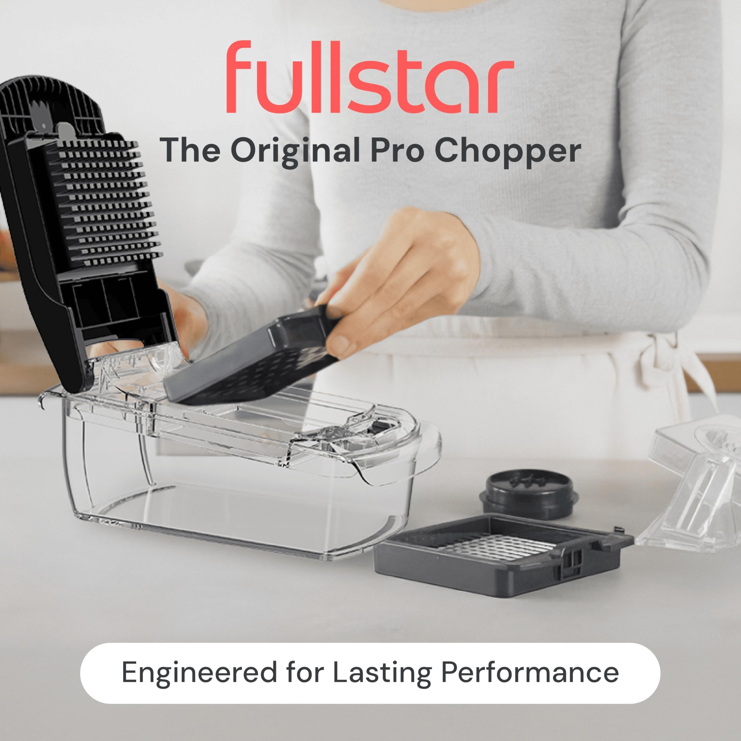 Fullstar Original Pro Chopper cuchillas de acero 420 para cortes uniformes.