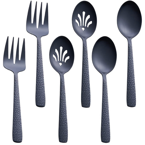 FULLYWARE cucharas grandes para servir, negro mate, fáciles de manejar.