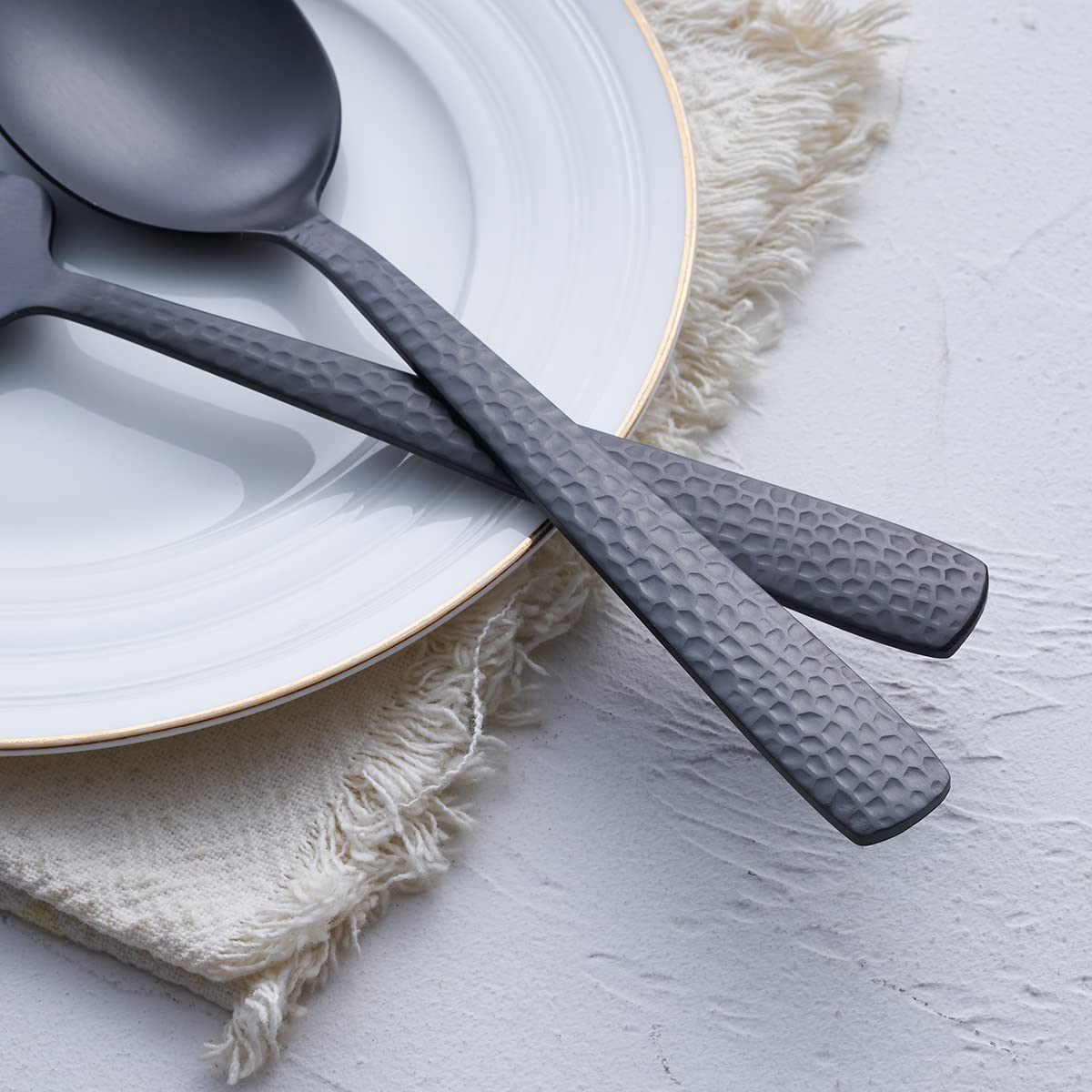 FULLYWARE mango cómodo en utensilios para servir, negro mate, estilo elegante.