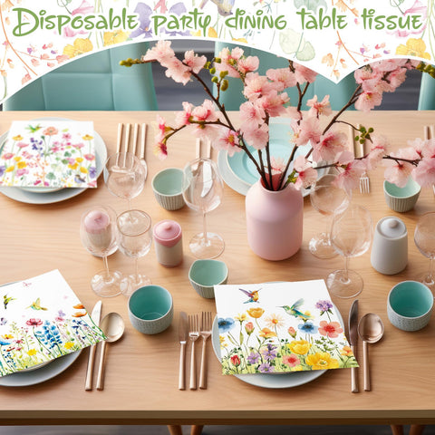 Fulmoon servilletas diseno floral con colibri, elegante para cualquier evento