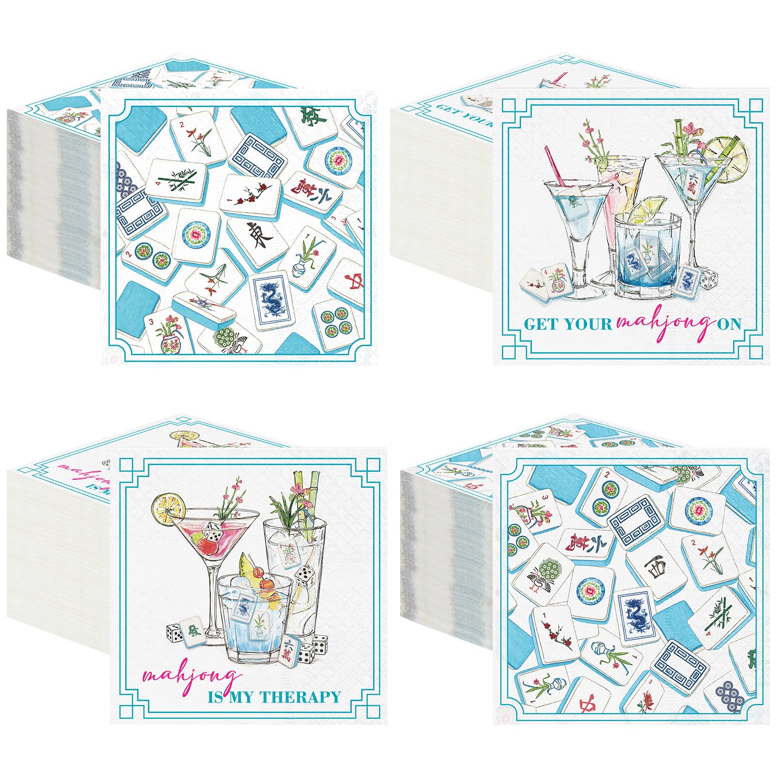 Fulmoon servilletas mahjong para cócteles, absorbentes y desechables.