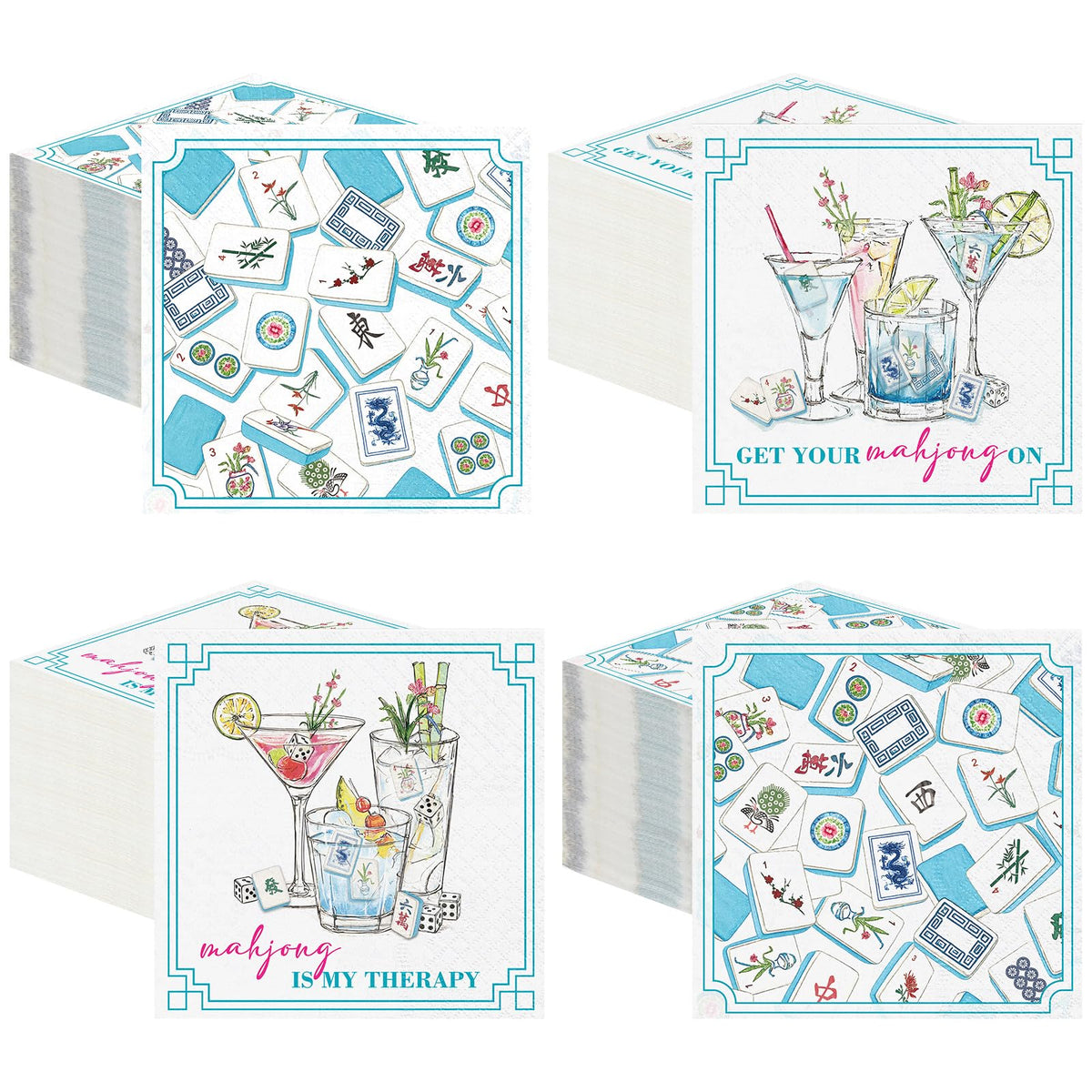 Fulmoon servilletas mahjong para cócteles, absorbentes y desechables.