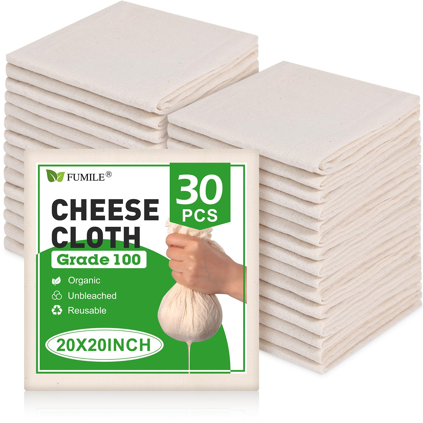 FUMILE paño queso reutilizable 20x20 para colar líquidos con filtración estable