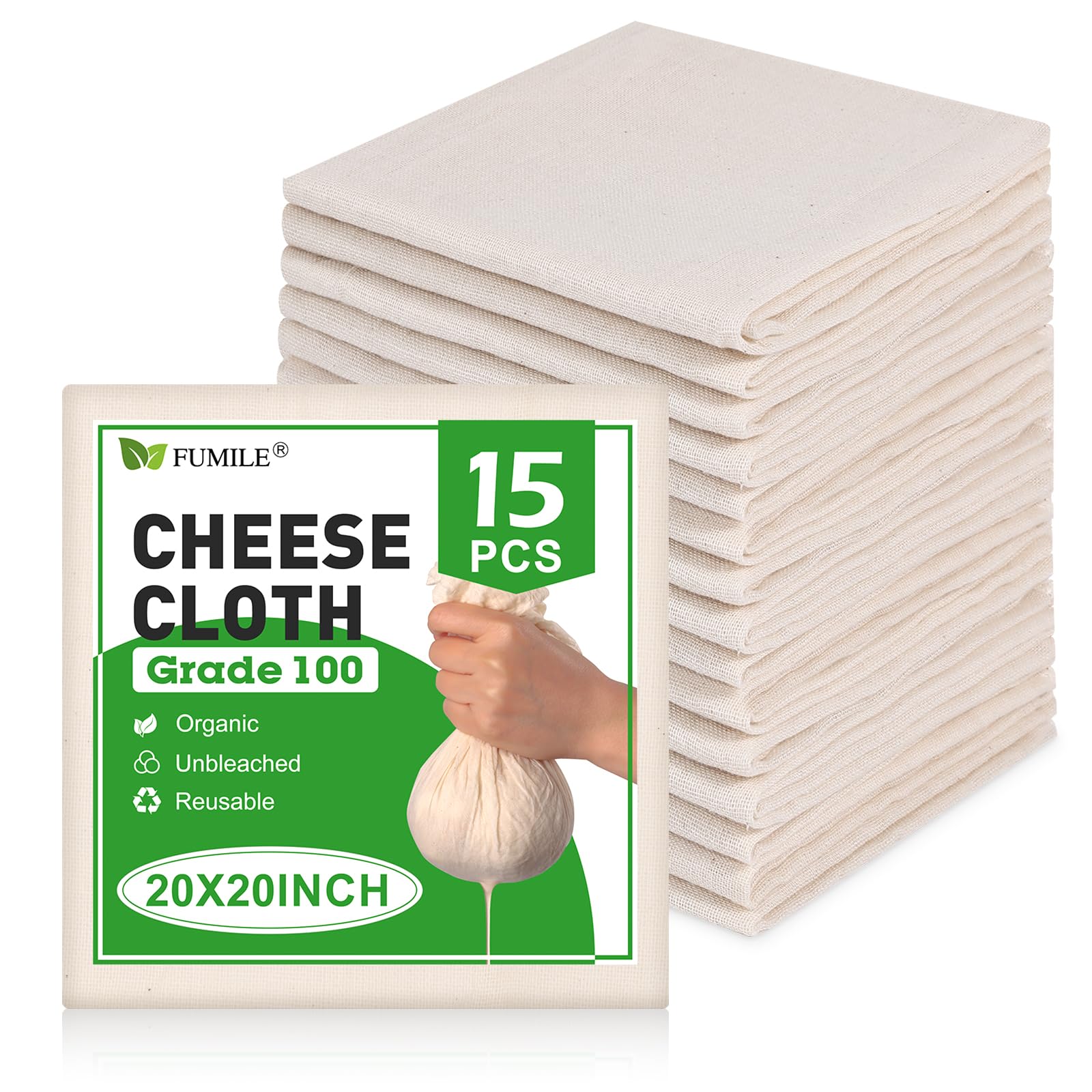 FUMILE tela-queso-20x20 para filtrar líquidos con suavidad.