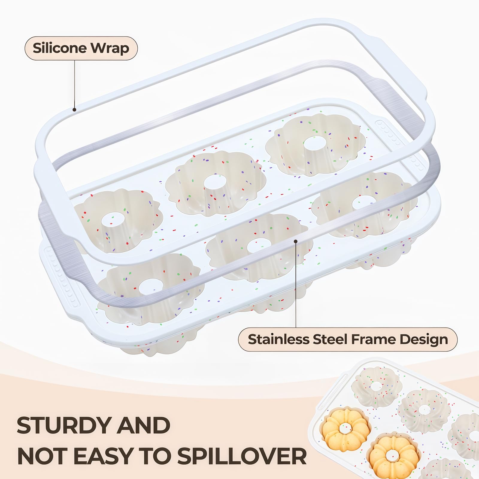 FUNBAKY cavidades de 2,9 pulgadas para porciones compactas.