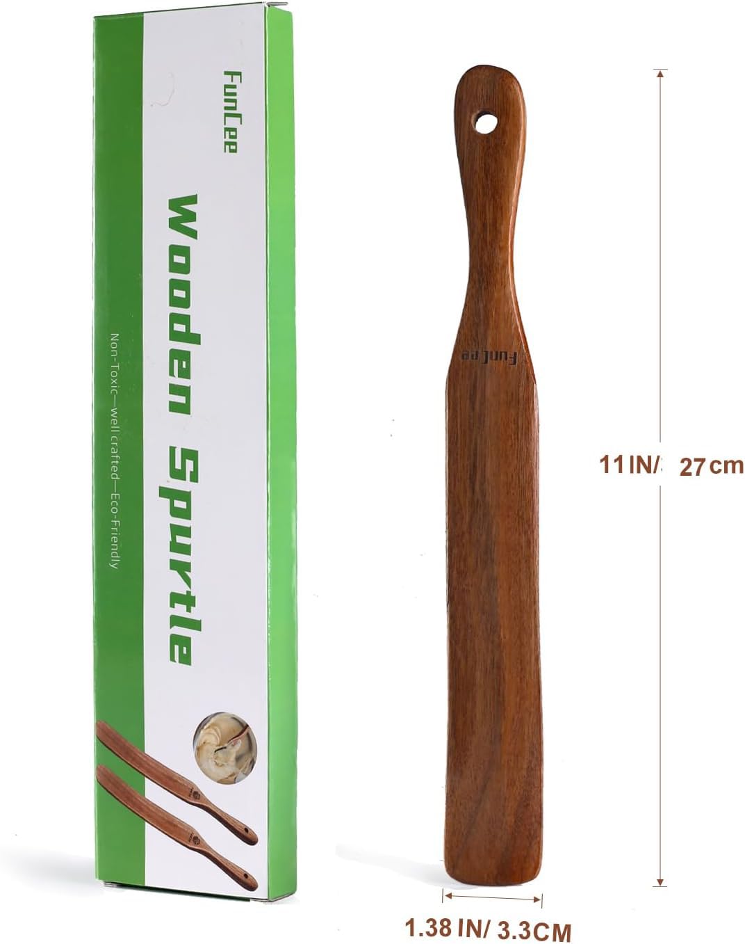 FunCee Spurtle diseño ergonómico: cómodo manejo para mezclar masa.