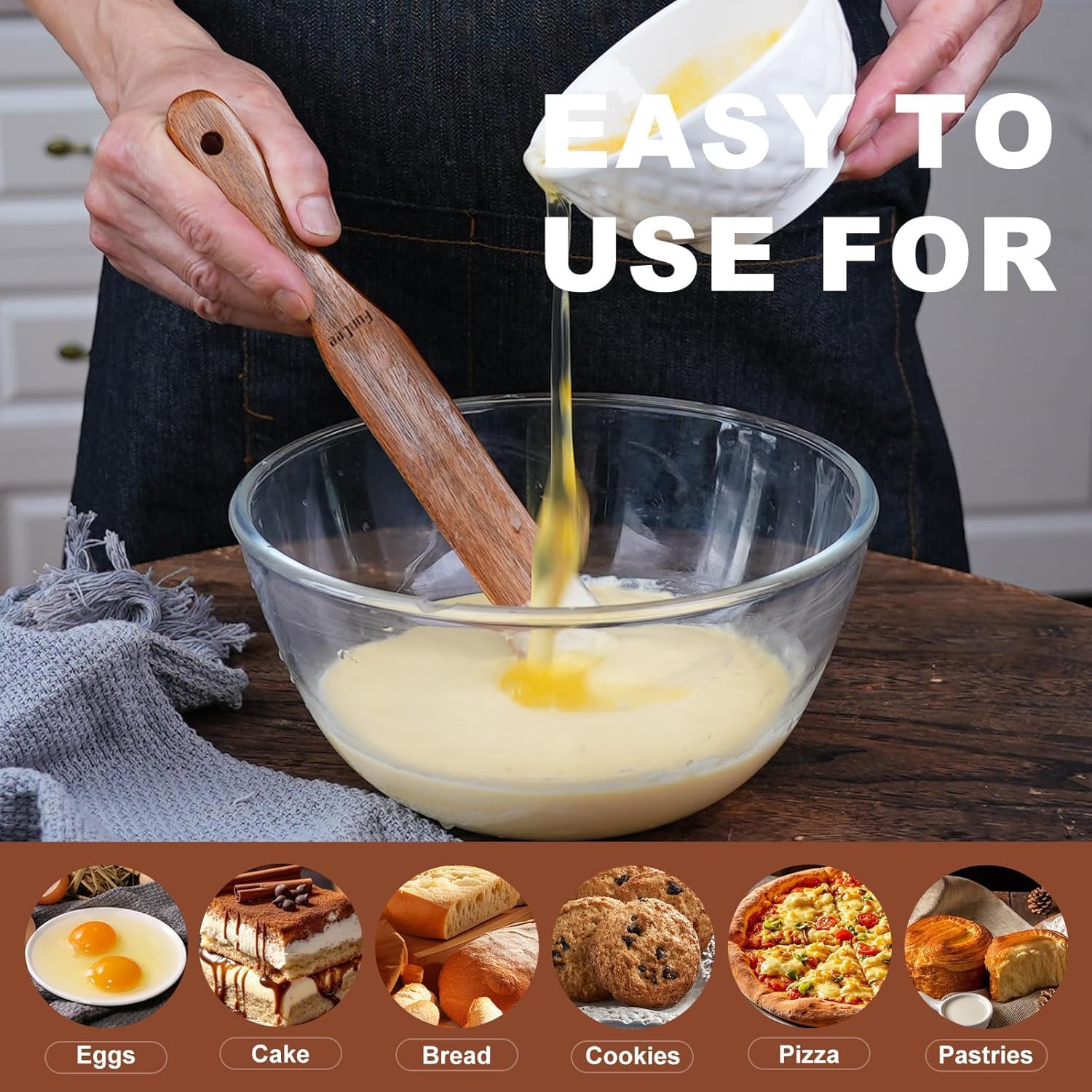 FunCee Spurtle mango largo: mango extendido para alcanzar el fondo del frasco.
