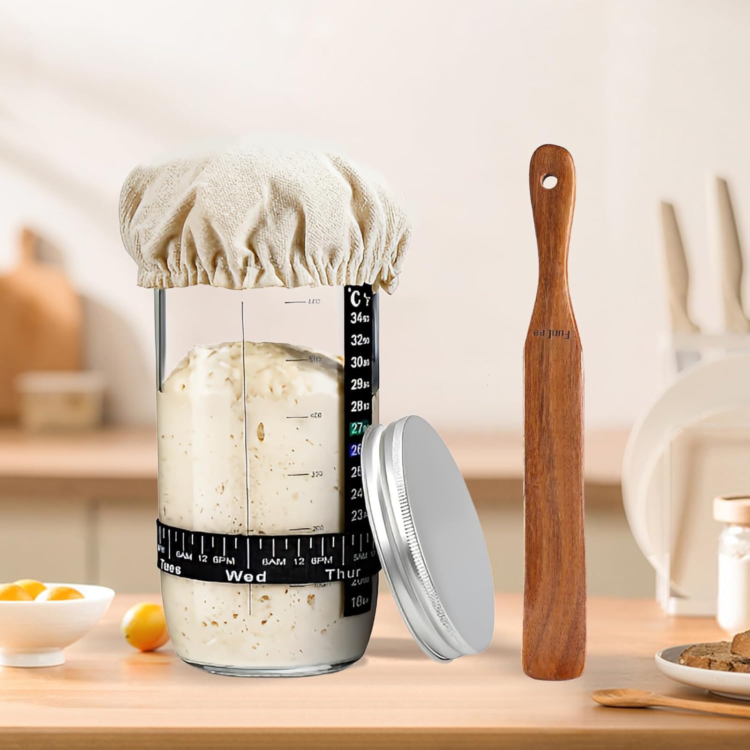 FunCee Spurtle para masa: ideal para amasar y mezclar masa sin rayar.