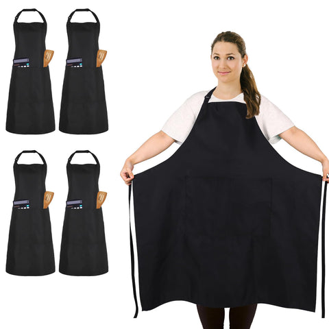 Delantal grande FunChaos negro de frente, cobertura total para cocinar.