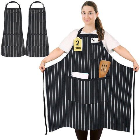 Delantal FunChaos rayas de tamaño extra protege la ropa al cocinar.