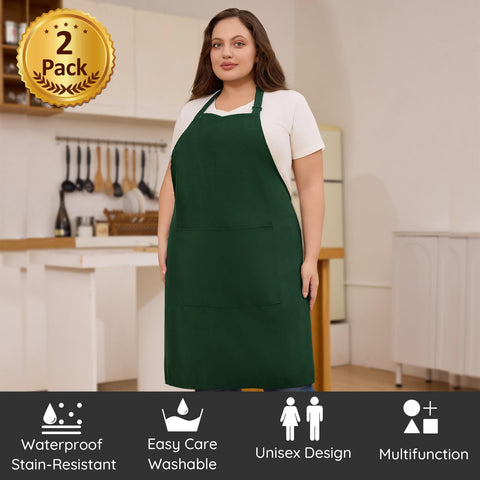 Delantal unisex con dos bolsillos verde para tareas diarias