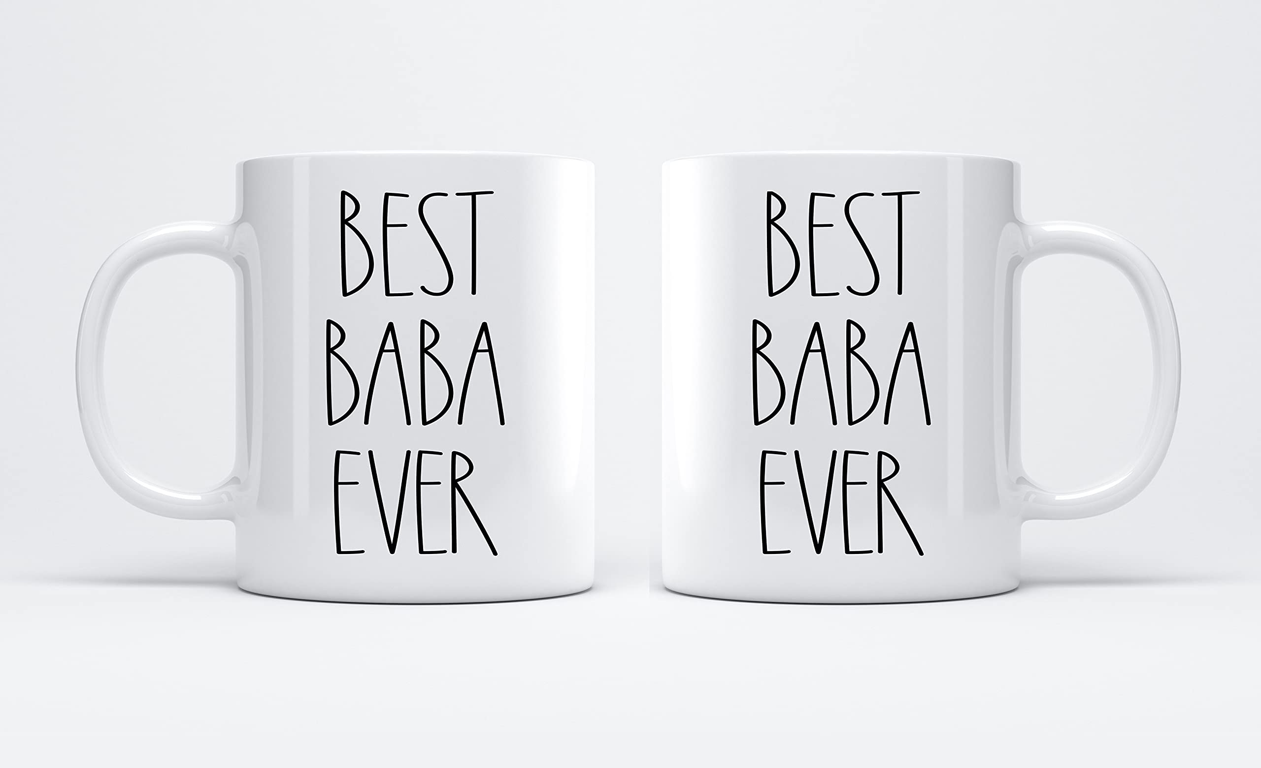 Taza FundingCharlee estilo Rae Dunn en blanco, ideal para café matutino y regalo.
