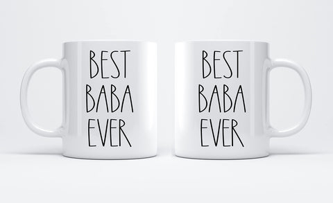Taza FundingCharlee estilo Rae Dunn en blanco, ideal para café matutino y regalo.