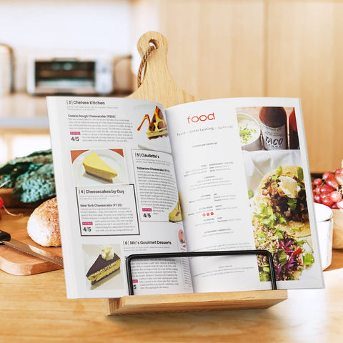 Funistree: ángulo ajustable para lectura cómoda de recetas.
