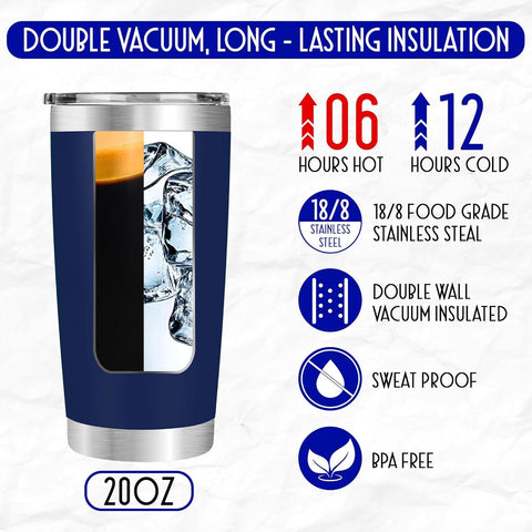 Tapa deslizante de la taza FUNITZ navy de 20 oz para evitar derrames.