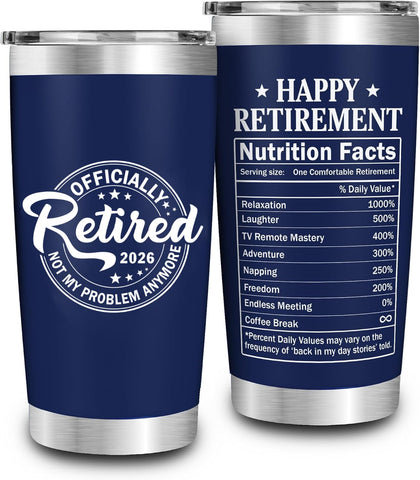 Taza FUNITZ de jubilación navy 20 oz, ideal para café diario para compañero.