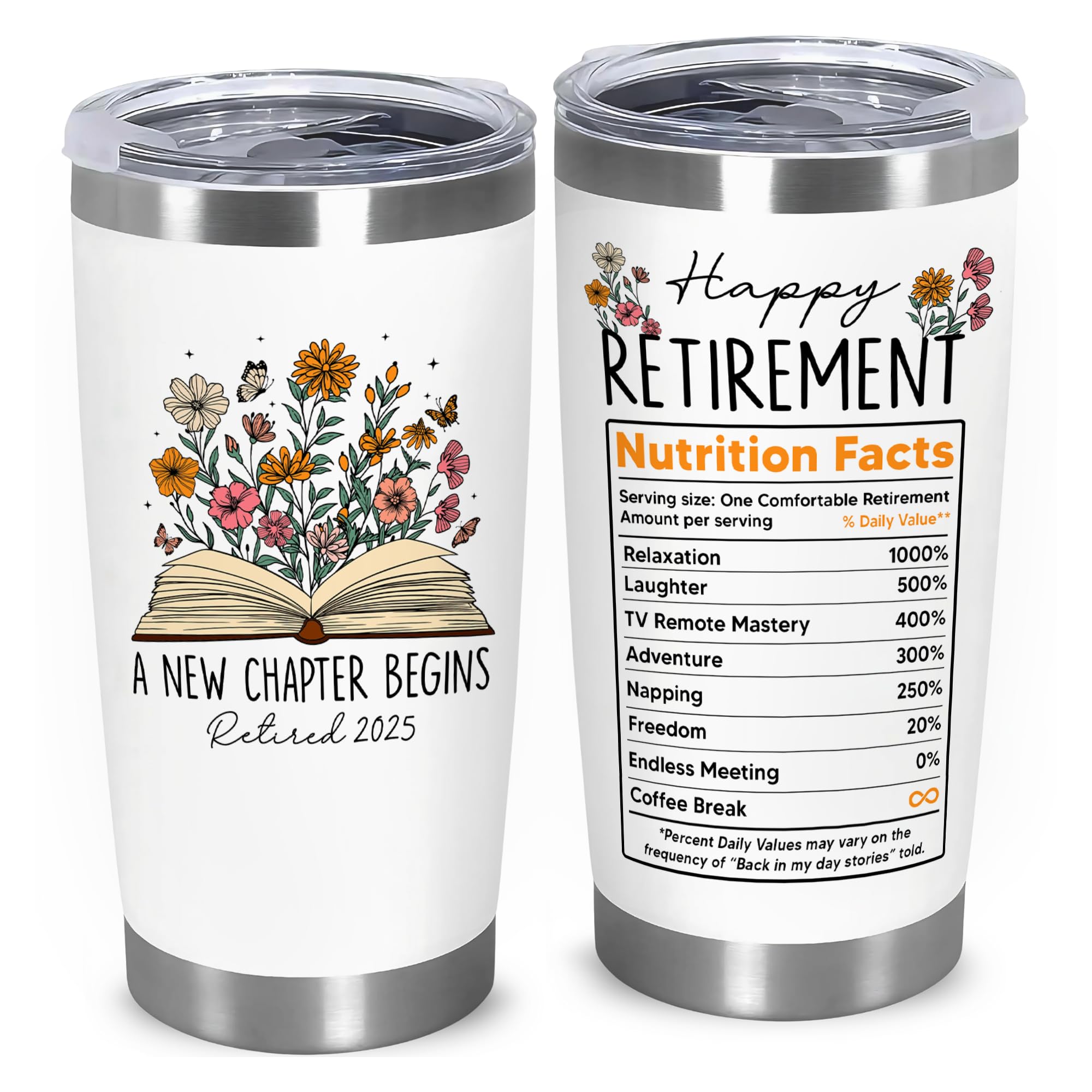 Vaso termo FUNITZ con diseño floral, impresión doble cara para ver el mensaje desde cualquier ángulo.