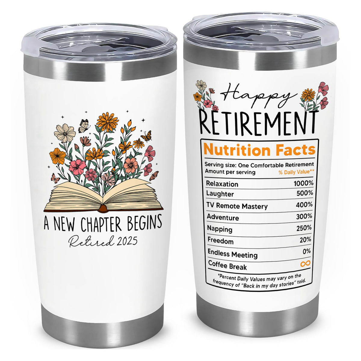 Vaso termo FUNITZ con diseño floral, impresión doble cara para ver el mensaje desde cualquier ángulo.