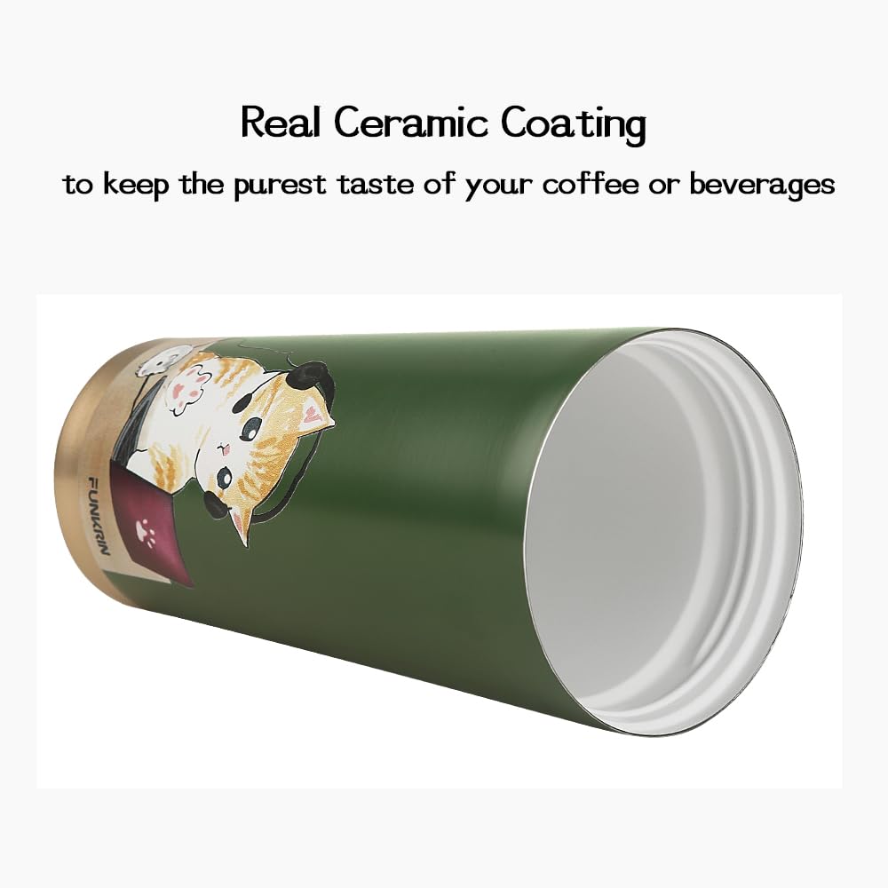 Funkrin Taza Café con revestimiento cerámico interior mantiene sabores puros y sin olores.