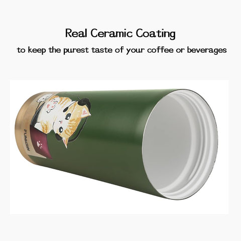 Funkrin Taza Café con revestimiento cerámico interior mantiene sabores puros y sin olores.