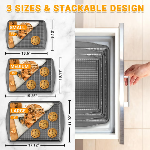 Funnydin bandeja hornear carbono 15x10 pulgadas para galletas crujientes