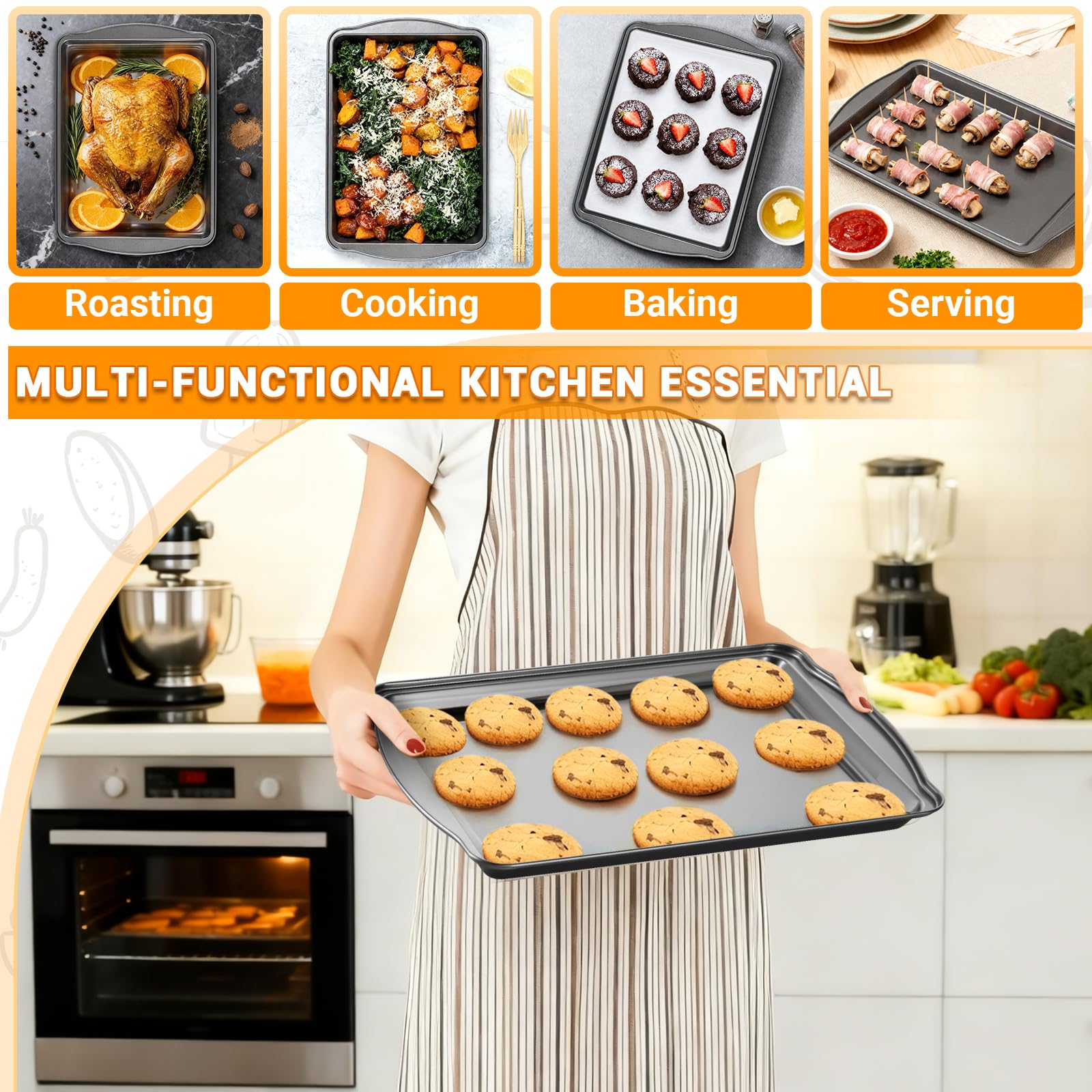 Funnydin conjunto horno 3 piezas antiadherente para cocinar y limpiar fácilmente
