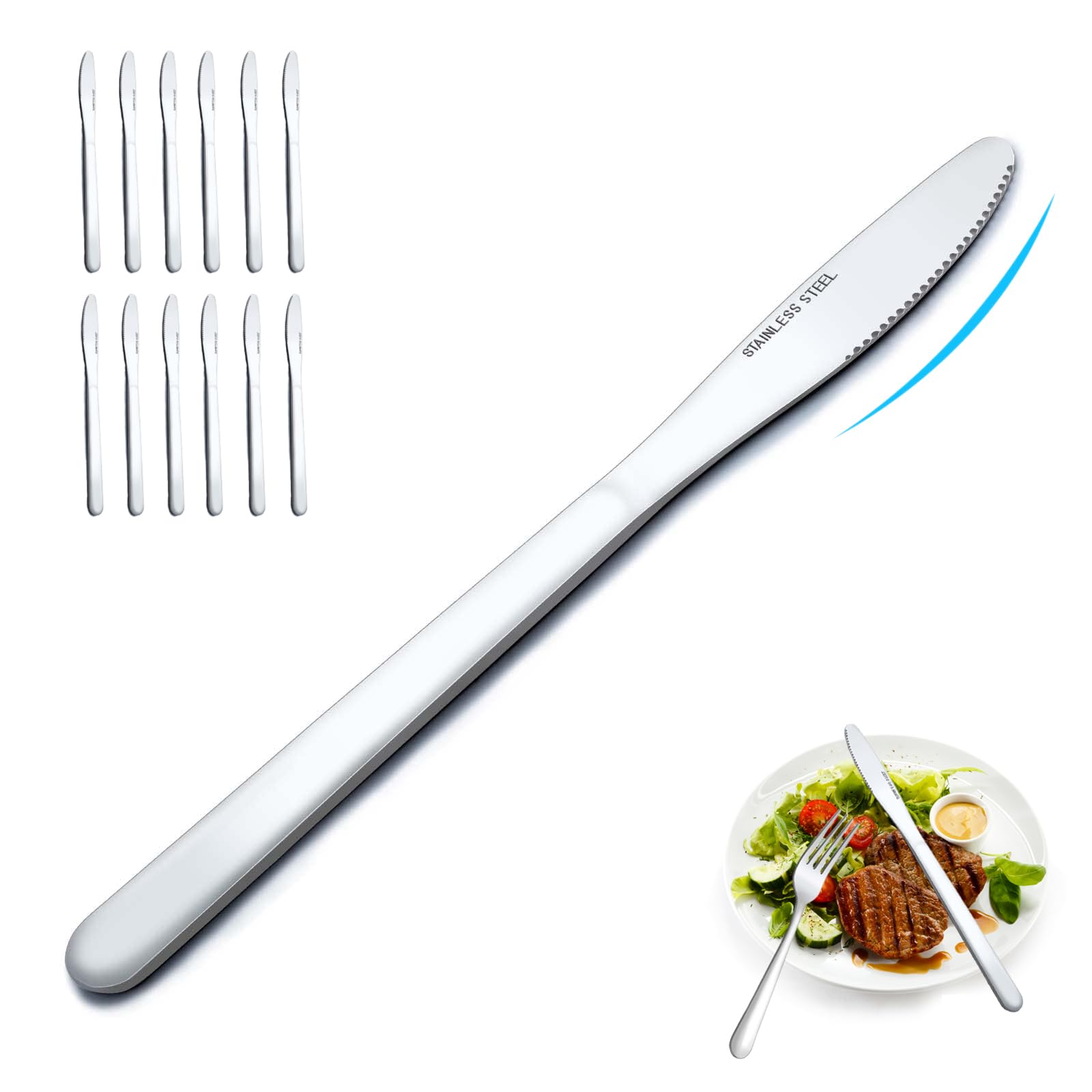 Funnydin set de 12 cuchillos de cena para uso diario cómodo