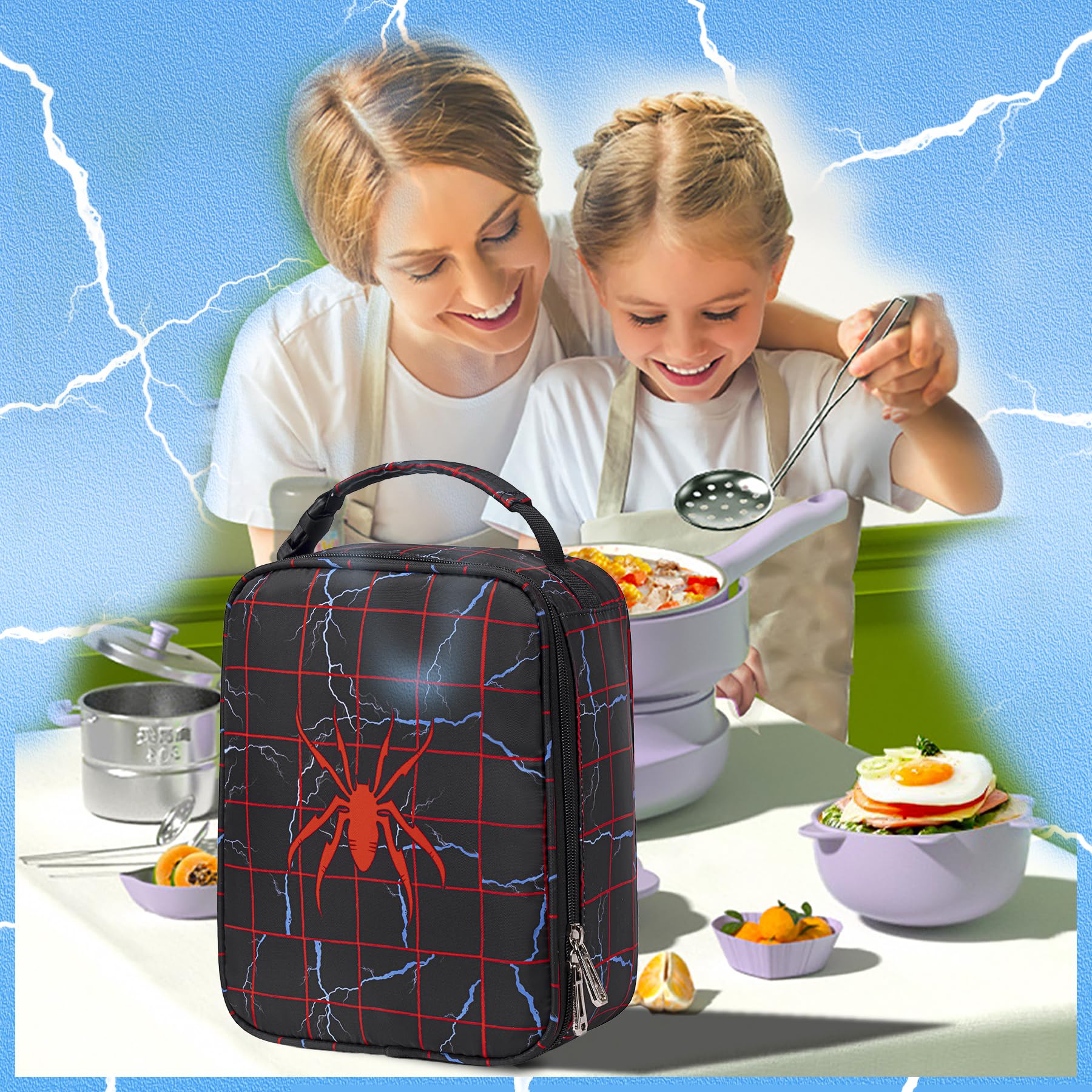 FunnyGifts bolsa almuerzo diseño araña, añade estilo y diversión al día escolar.